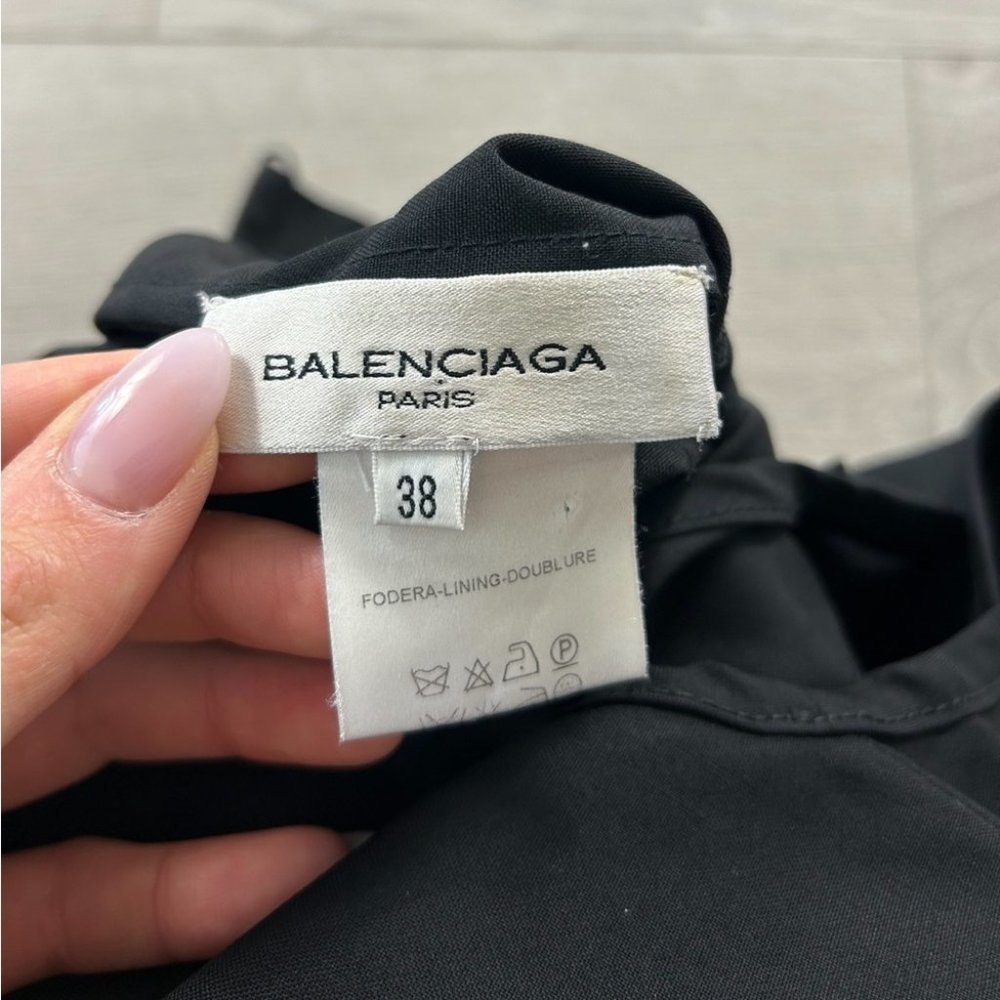 Balenciaga Paris Vintage Wool Midi Length Black Dress - Picture 10 of 16